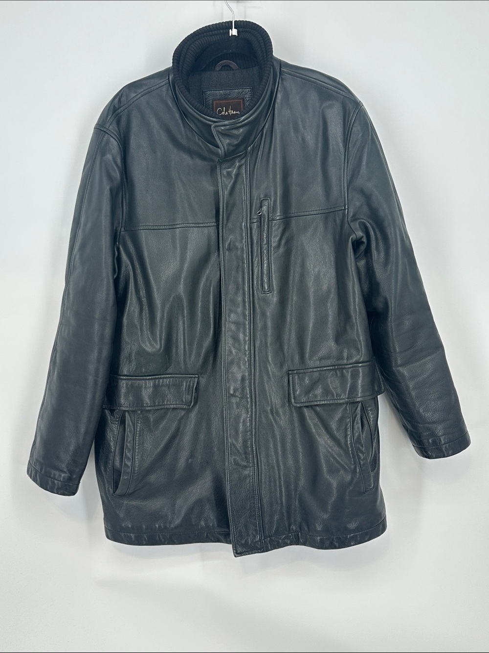 Cole Haan Men's Black Leather Jacket - Size Large